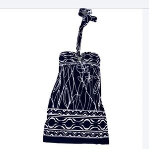 Perfect Little Y2K Halter Dress Ring Tie Top Sweet Storm Med Black White Floral